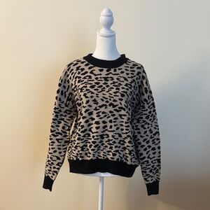 T Tahari Black and Tan Animal Print Sweater